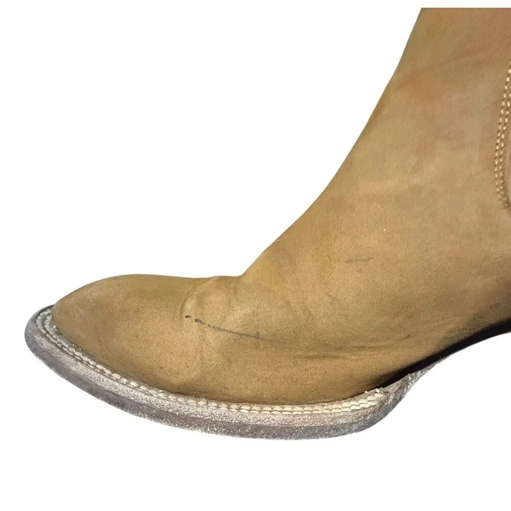 Chepe Mens Cowboy Ankle Boots Brown Leather Mex 28 US 9.5 Stretch Square Toe
